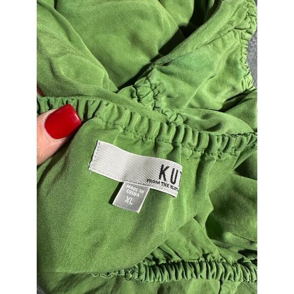 KUT FROM THE KLOTH Women's Green V-Neck Thea Tiered Ruffle Maxi Dress Size XL - Picture 8 of 8